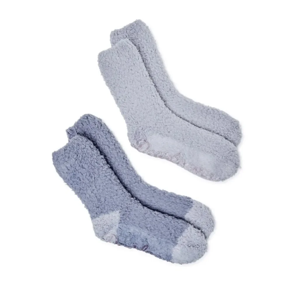 WOMEN’S DEARFOAMS Ultra Fuzzy Crew Slipper Socks 2, 2-Packs Shoe Size 4-10